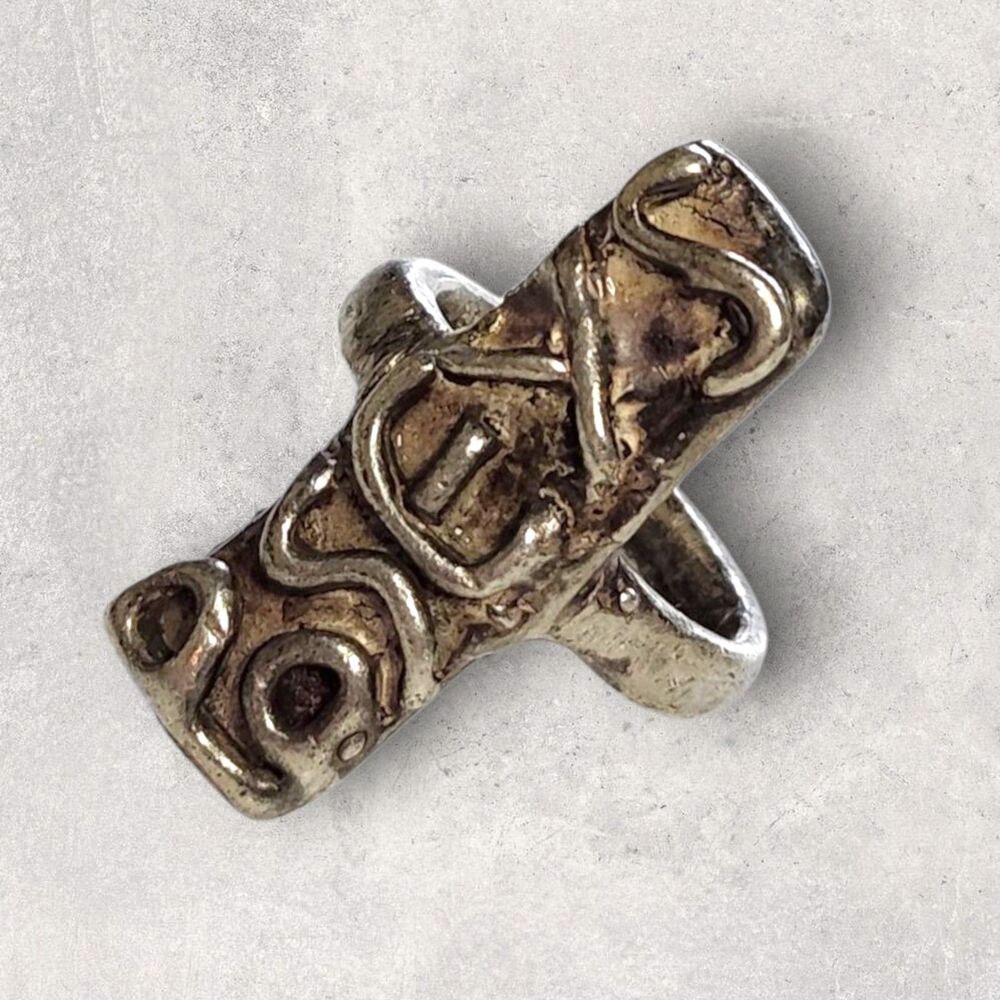 Vintage 1973 Handmade Sterling Silver Posey's Word Ring Size 5 Boho Hippie 14g
